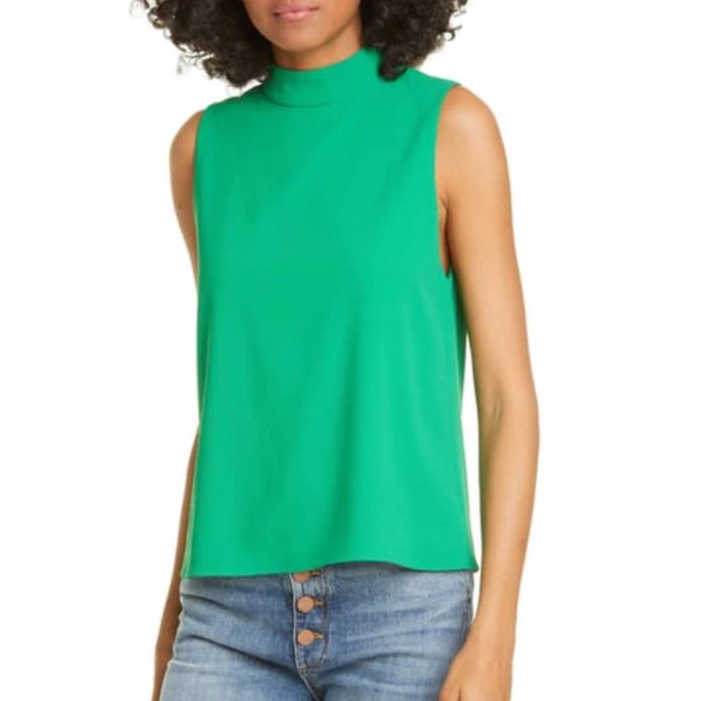 ALICE AND OLIVIA - Amalia Mock Neck Boxy Tank in Emerald - size 4
